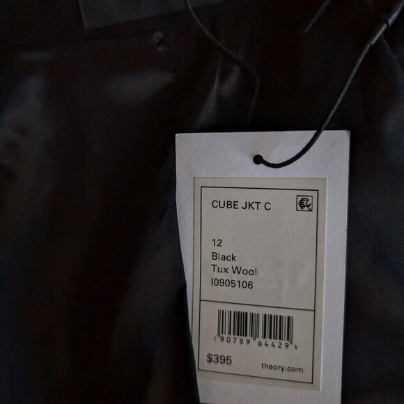 Theory Cropped Blazer - Size 12, Black, Wool, NWT - Picture 6 of 9